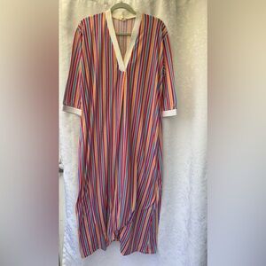 Vintage Gilligan O’Malley Donna Richard Rainbow Striped Nightgown Medium
